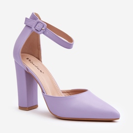 Leather Pumps on a High Heel, Purple Salira 1