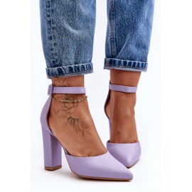 Leather Pumps on a High Heel, Purple Salira 2