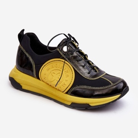 Women's Leather Sports Shoes Maciejka 06295-01 Black-Yellow 1