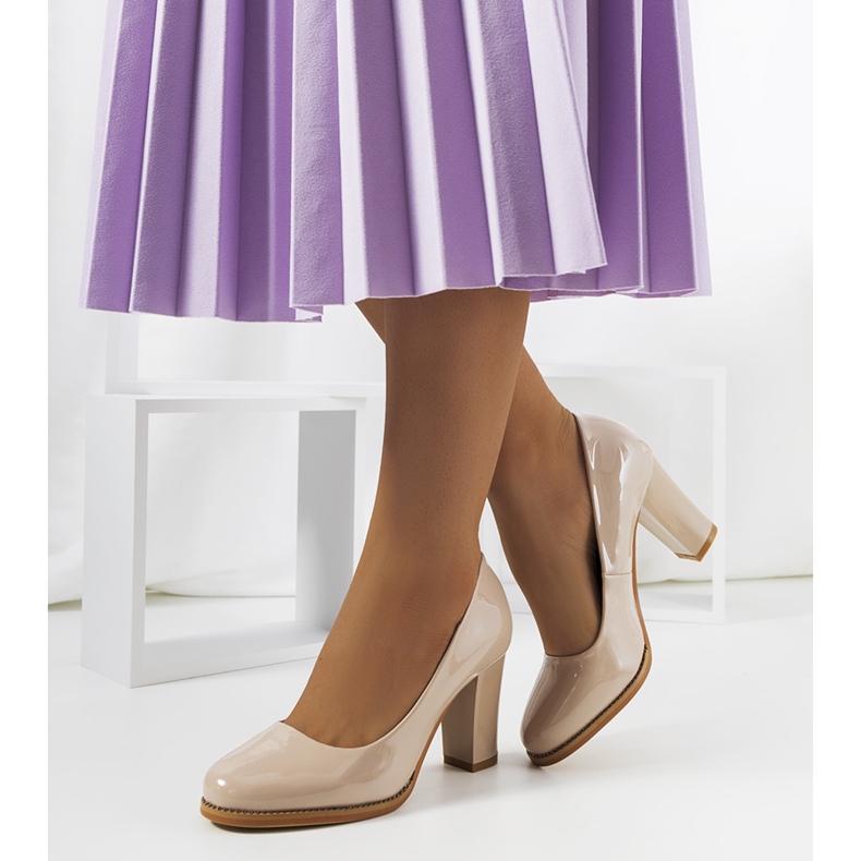 Beige lacquered pumps from Stokes 1