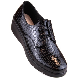 Ladies' patent Croco oxford shoes with a wedge T.Sokolski 328 black 1 Ladies' patent Croco oxford shoes with a wedge T.Sokolski 328 black 1