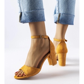 Brown high heel sandals from Polet yellow 1