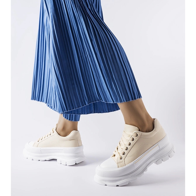 Beige high platform sneakers from Kari 1