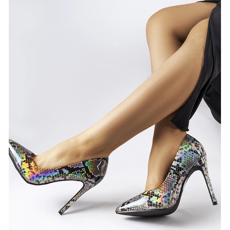 Ella silver lacquered heels 1