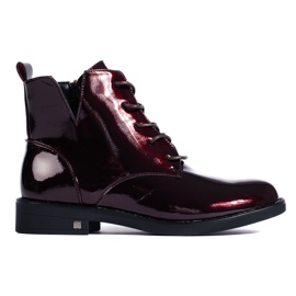 W. Potocki Burgundy lace-up women's Potocki boots made of patent leather red 1
