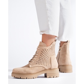 W. Potocki Openwork suede worker boots Potocki beige 1