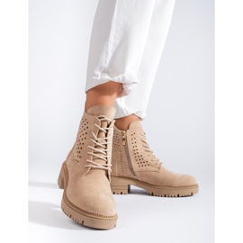 W. Potocki Openwork suede worker boots Potocki beige 2