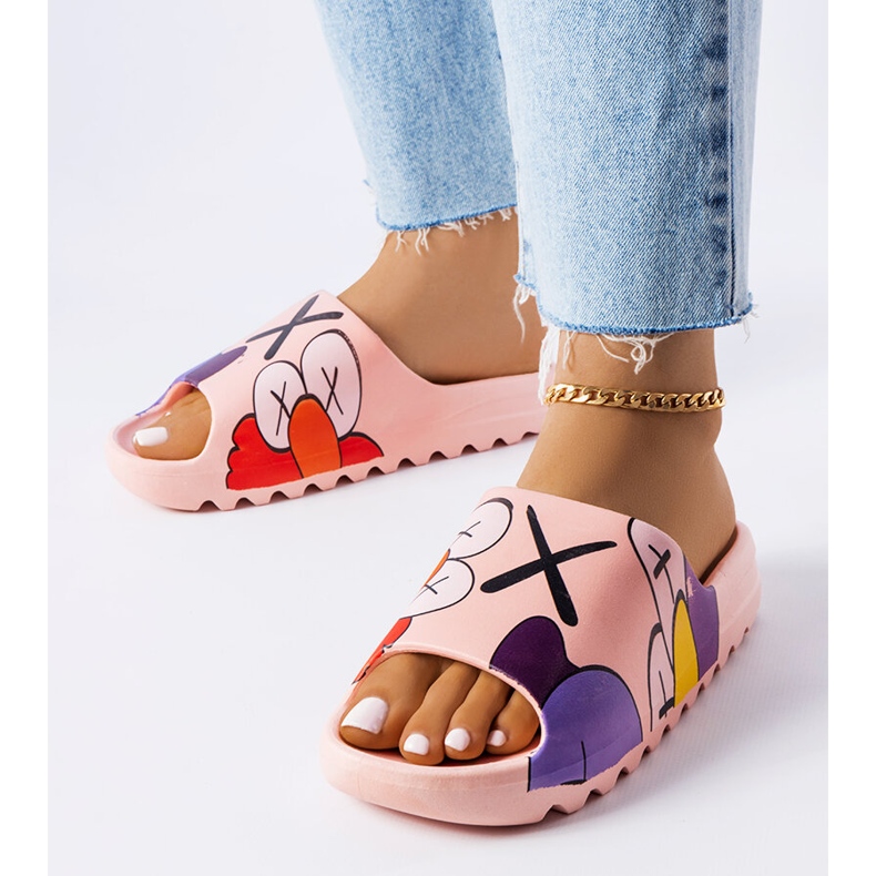 Pink flip-flops with tread and Lindale prints 1