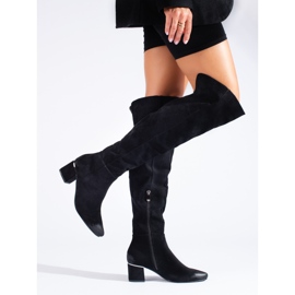 Suede black low-heeled boots from Vinceza 1