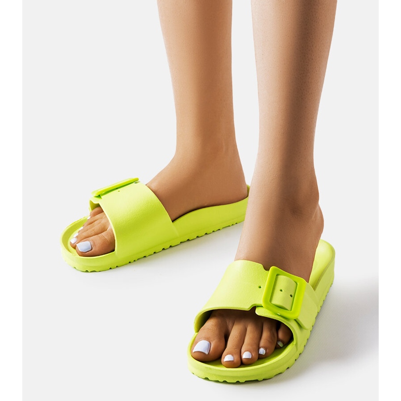 Green rubber sliders with a buckle from Nelm 1