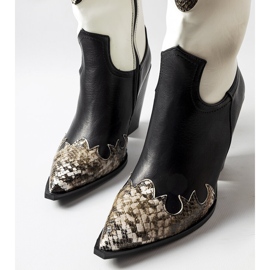 Semi black and brown cowboy boots with snake inserts 1