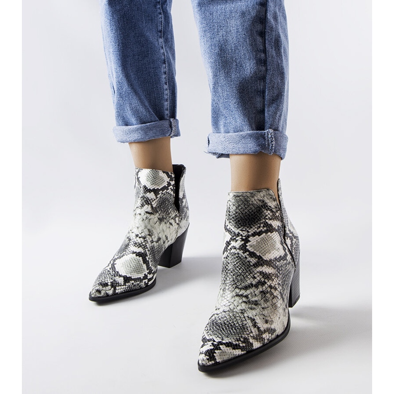 White short cowboy boots with snakeskin imitation from Iga 1