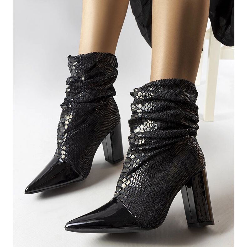 Black crinkled ankle boots from Liang 1