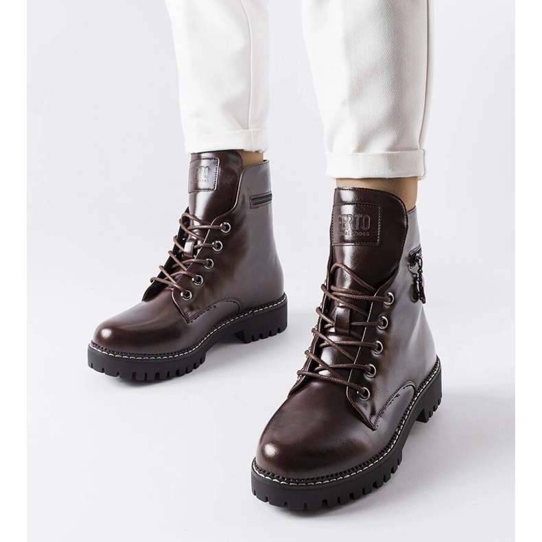 Eloisa brown lace-up workers 1