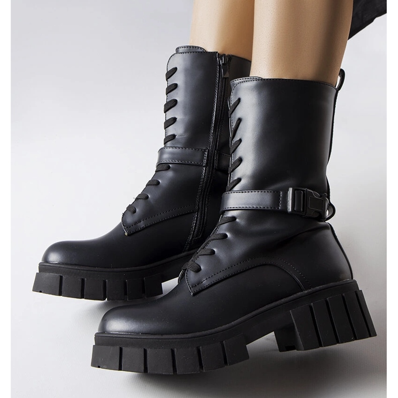 Black lace-up worker boots from Rive 1