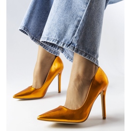 Orange metallic heels from Delis 1