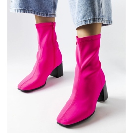 Pink satin heeled boots from Laforgen 1