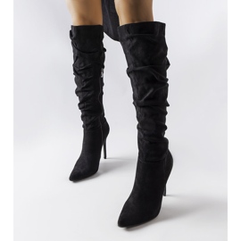 Black crinkled high heel boots from Deli 1