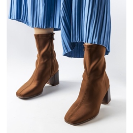 Brown satin block heel boots from Laforgen 1