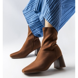 Brown satin block heel boots from Laforgen 2