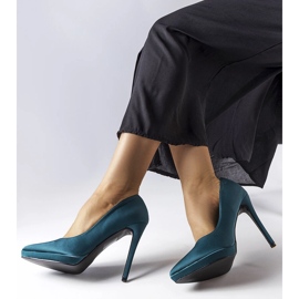 Dark green satin pumps from Silje 1