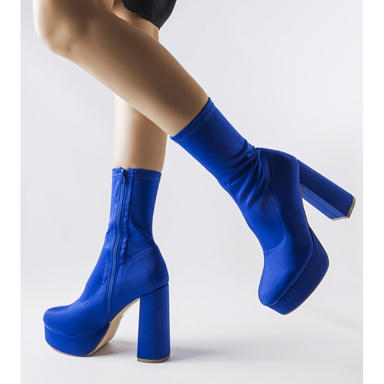 Inna Blue satin ankle boots from Glus 1