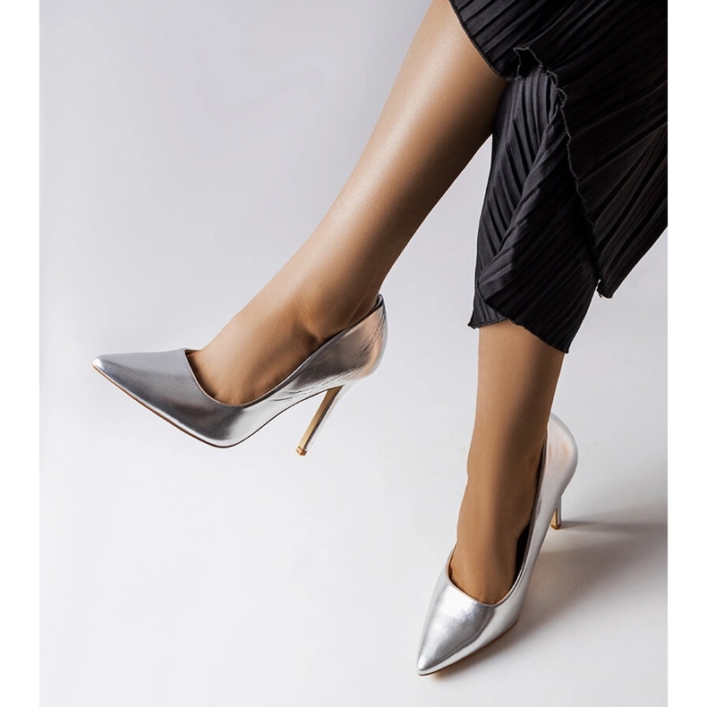 Silver metallic heels from Delis 1