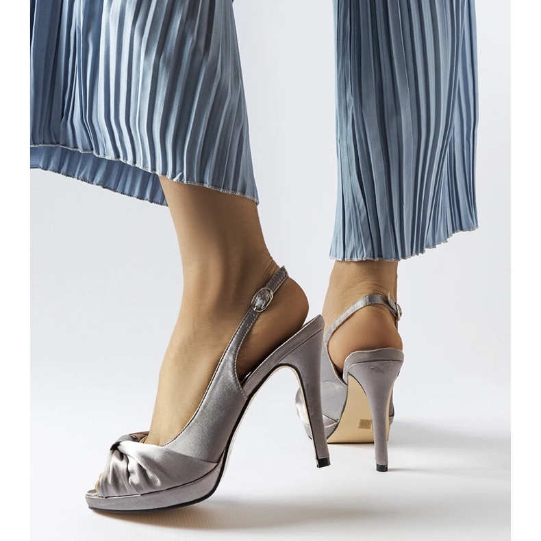 Light gray high heel sandals from Crispin grey 2