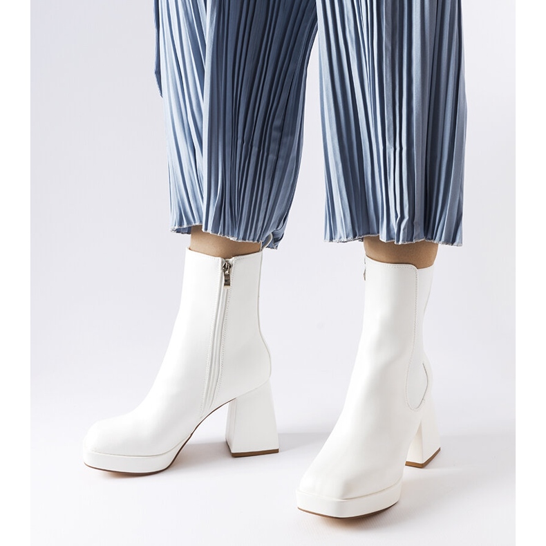 White chunky heel boots from Watson 1
