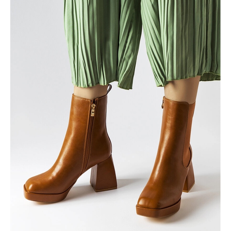 Brown chunky heel boots from Watson 1