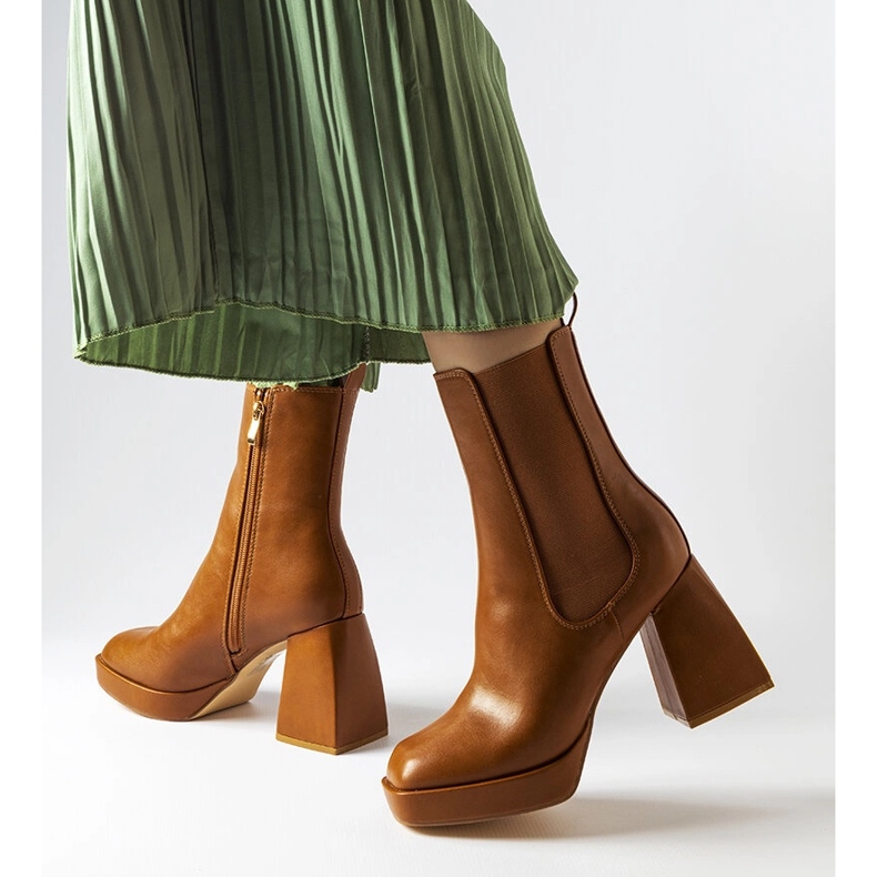 Brown chunky heel boots from Watson 2