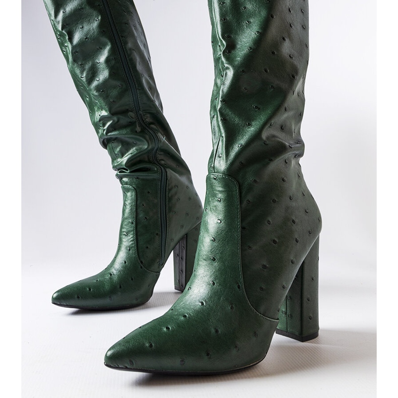 Green boots with embossing on the Delfina post 1
