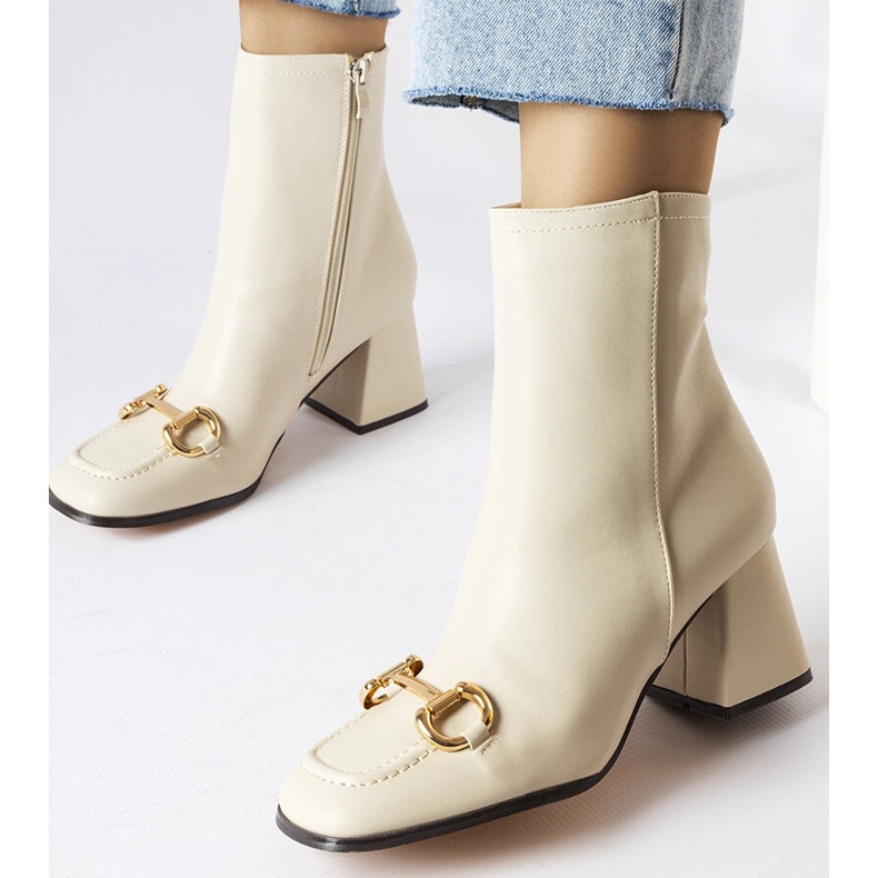 Beige block heel boots from Castione 2