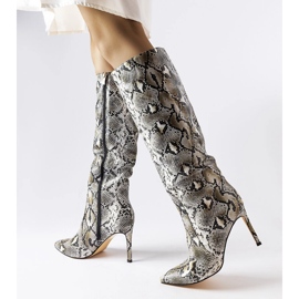 Carmine black snakeskin high heel boots 1