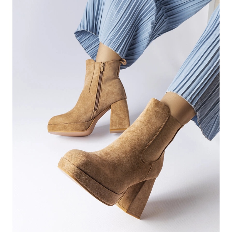 Beige eco-suede boots from Province 1 Beige eco-suede boots from Province 1