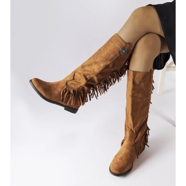 Brown covered wedge boots from Lecore 1