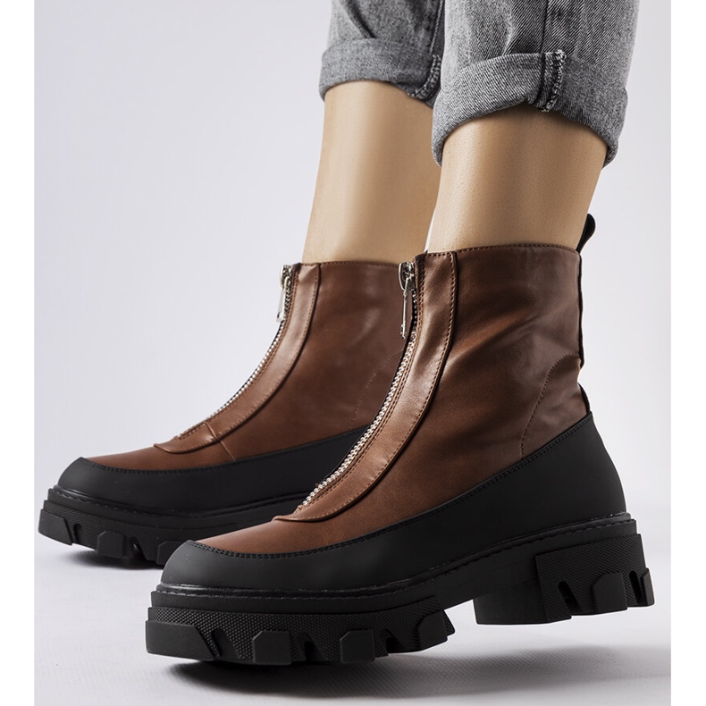 Inna Brown chunky ankle boots from Morley 1