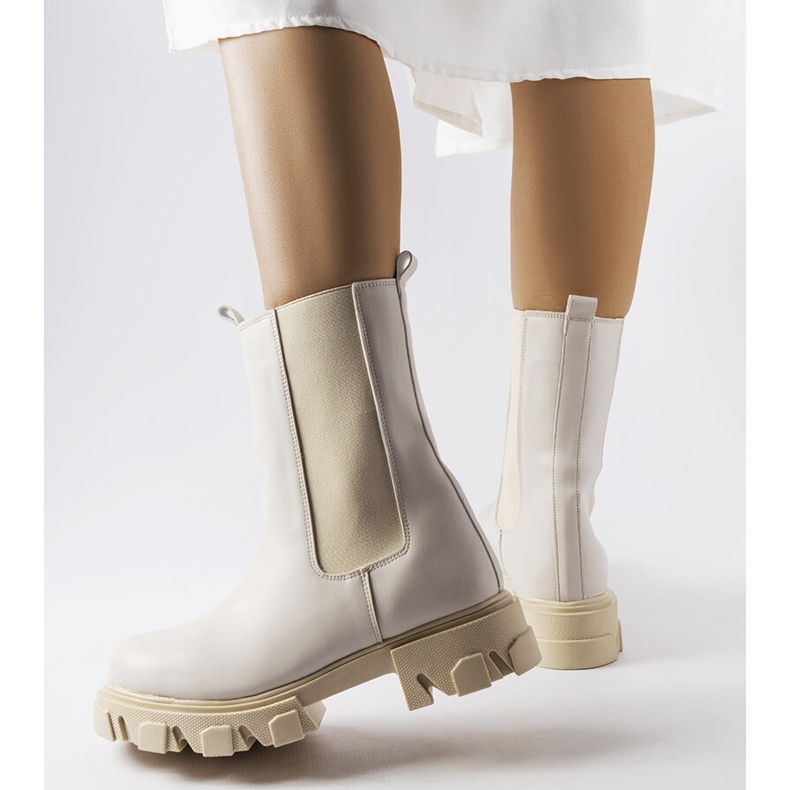 Vallejo beige slip-on worker boots 1