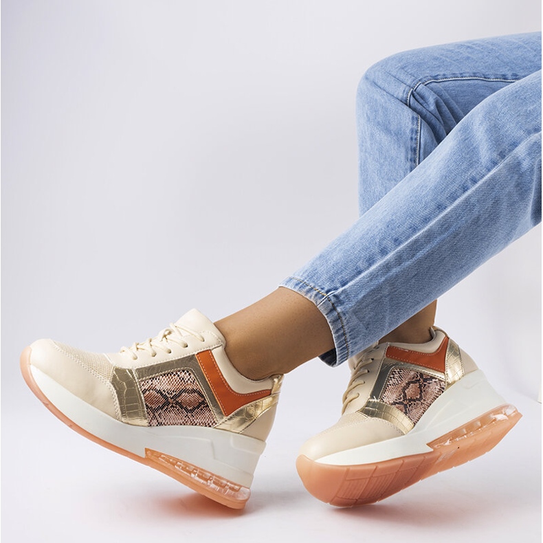 Inna Beige wedge sneakers from Irpina 1