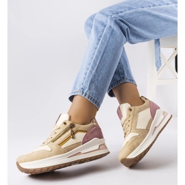 Inna Beige and pink sports sneakers from Delid 1