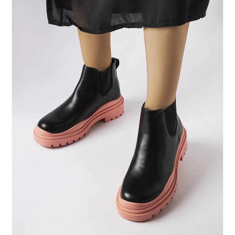 Black ankle boots on a colorful Marinone platform 1