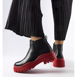 Black ankle boots on a colorful Marinone platform 1