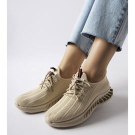 Beige slip on shoes with a lace 1