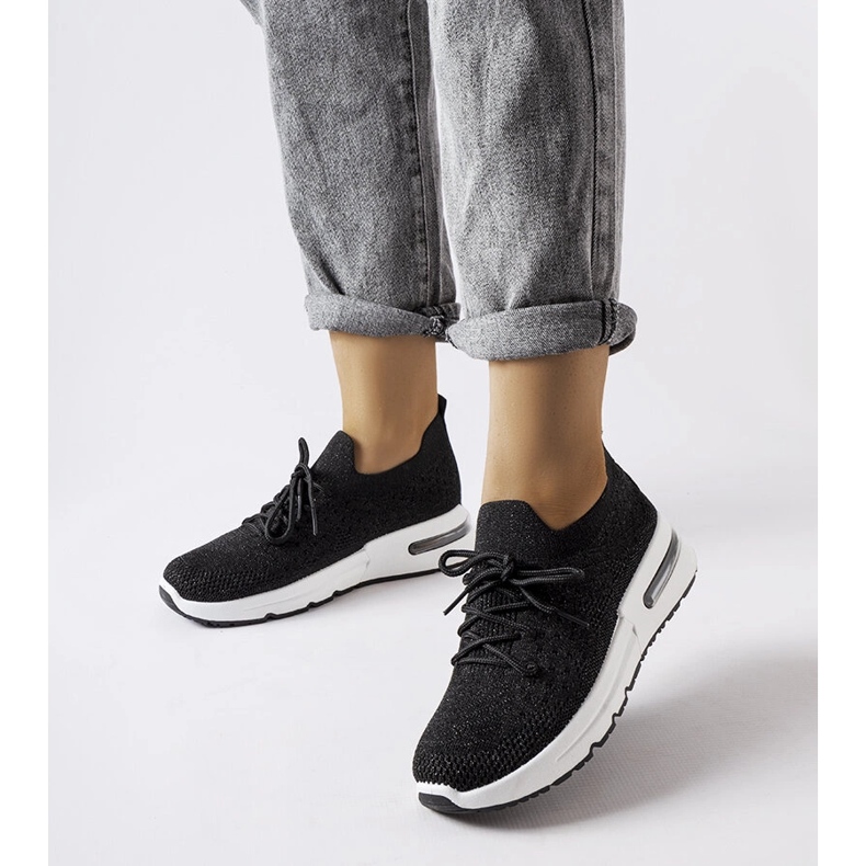 Inna Black sneakers decorated with a shiny Randolph thread 1