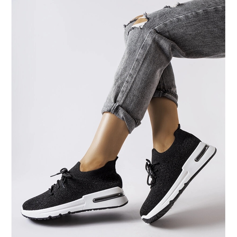 Inna Black sneakers decorated with a shiny Randolph thread 2