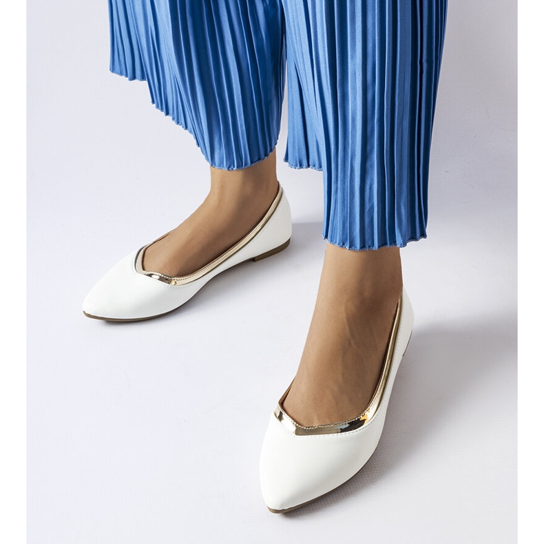 Vittorio white pointy toe ballet flats 1