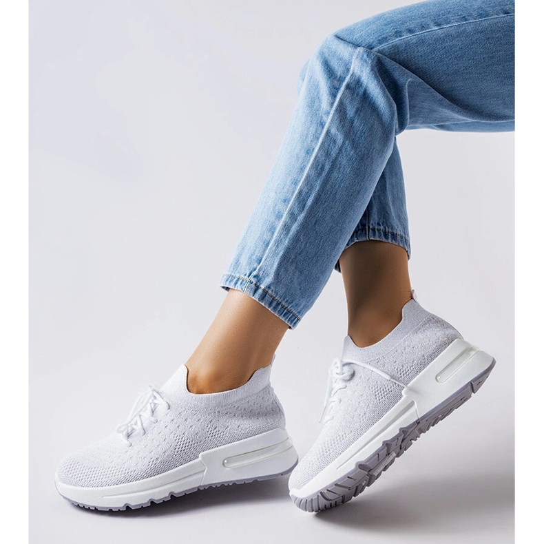 Inna White sneakers decorated with a silver thread from Randolph 1