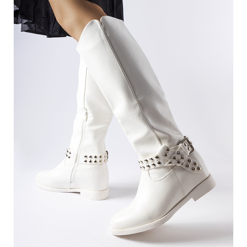 White Argentano covered wedge boots 1