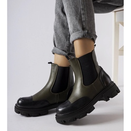 Inna Black and green slip-on boots from Albany 1