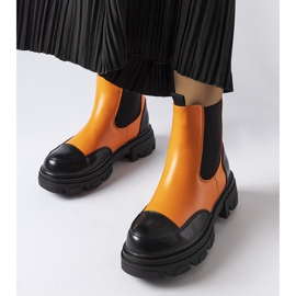 Black and orange slip-on boots from Albany 1